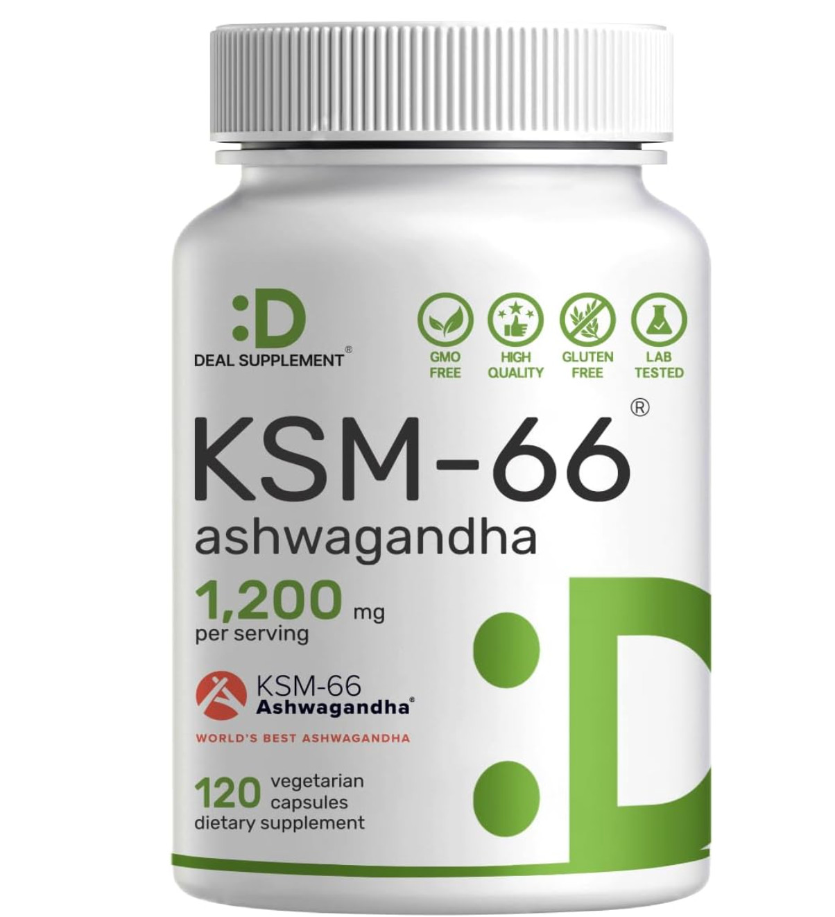 Organic Ashwagandha Capsules 1200mg Supplement w/ Black Pepper Root Powder