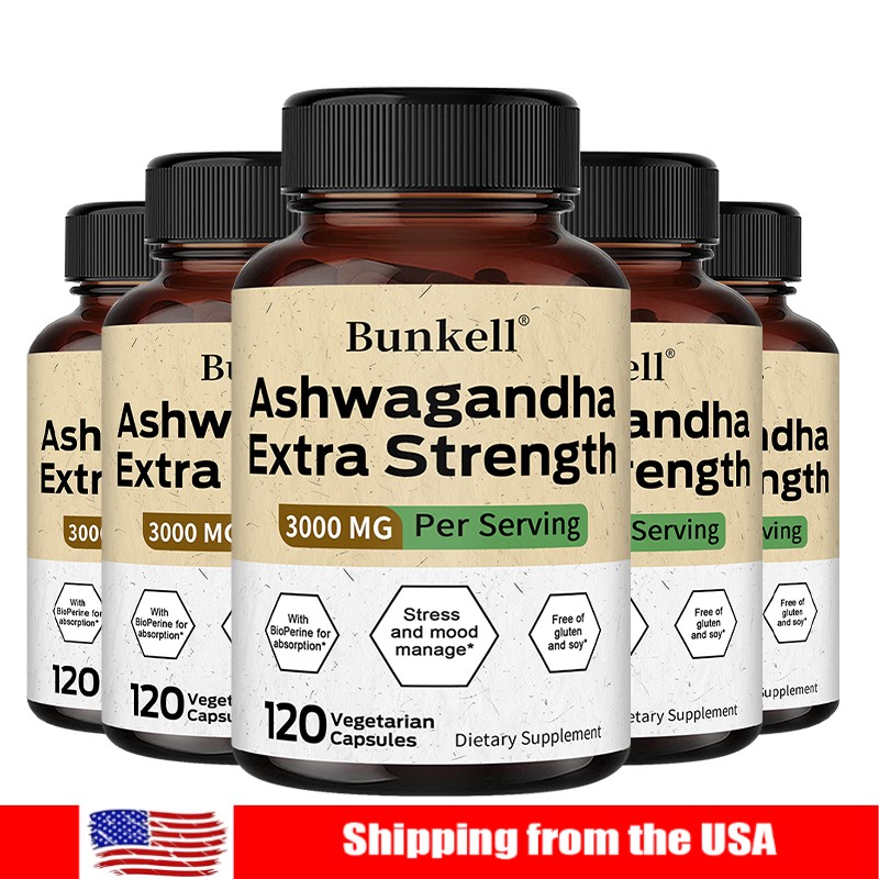 Organic Ashwagandh Capsules 3000mg Supplement w/ Black Pepper seed Powder