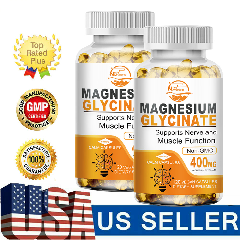 2PACK Magnesium Glycinate High Absorption,Improved Sleep,Stress & Anxiety Relief