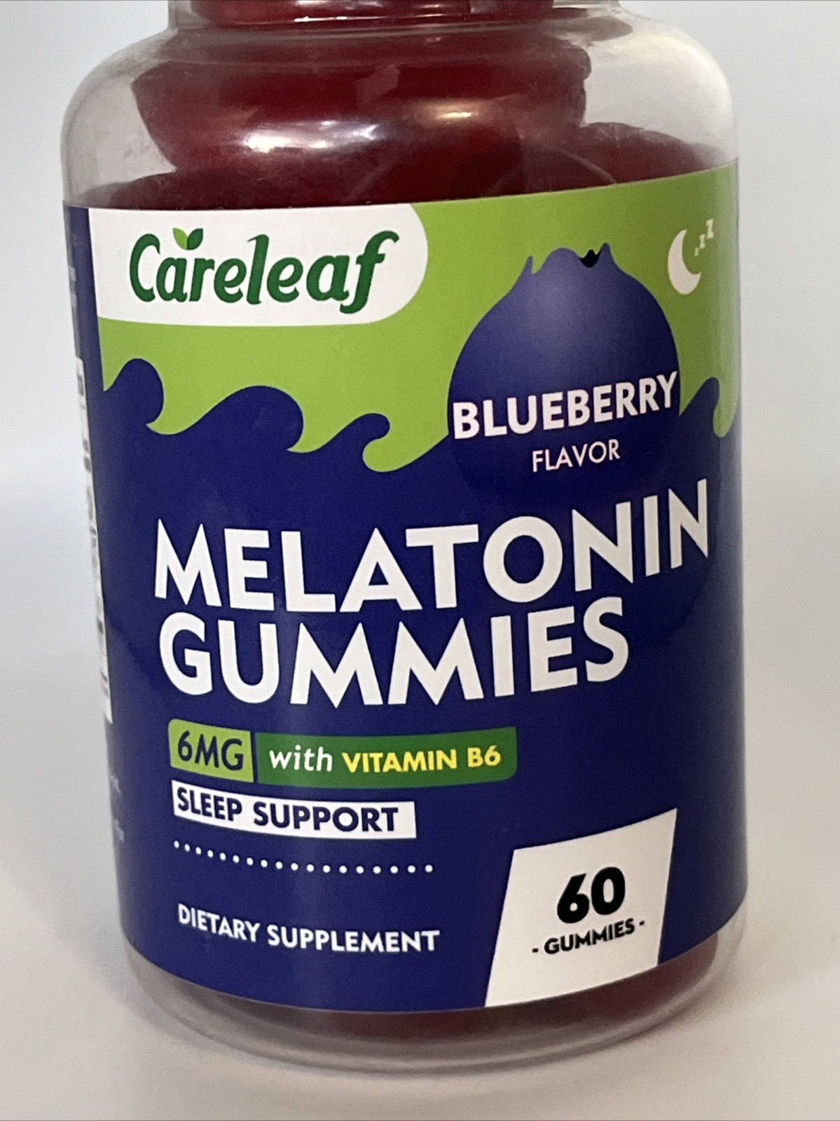 Careleaf Melatonin gummy’s blueberry 6 mg with vitamin B6 sleep support