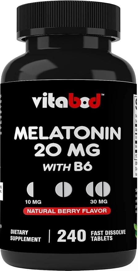 Melatonin 20mg High Potency Natural Sleep Aid Berry Flavor 240 Fast Dissolve Tab