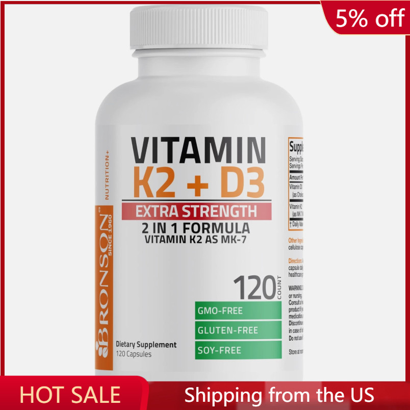 Bronson Vitamin K2 (MK7) with D3 Extra Strength Supplement Bone