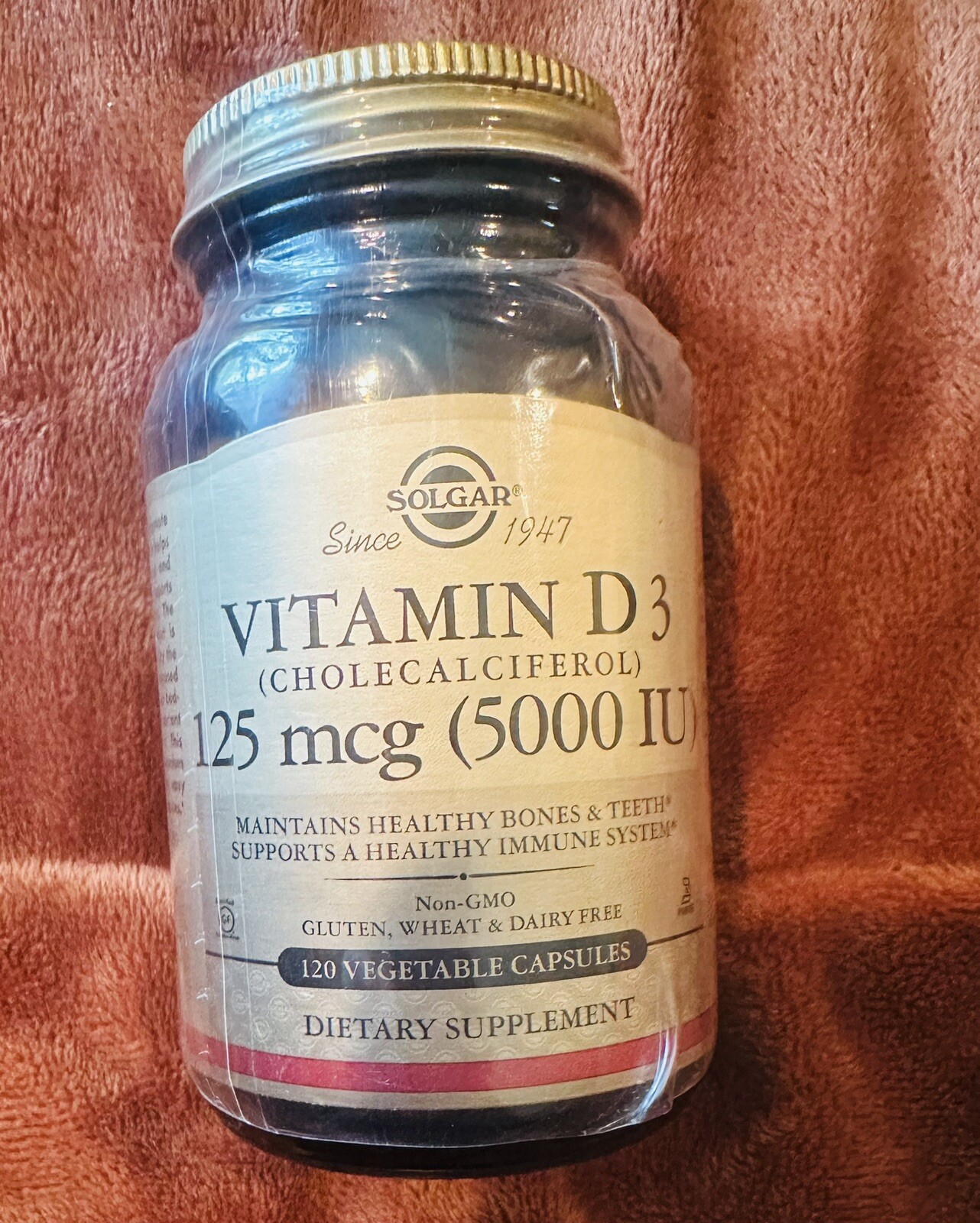 Solgar Vitamin D3 (Cholecalciferol) 125 mcg (5000 IU) 120-veg caps exp-5/26