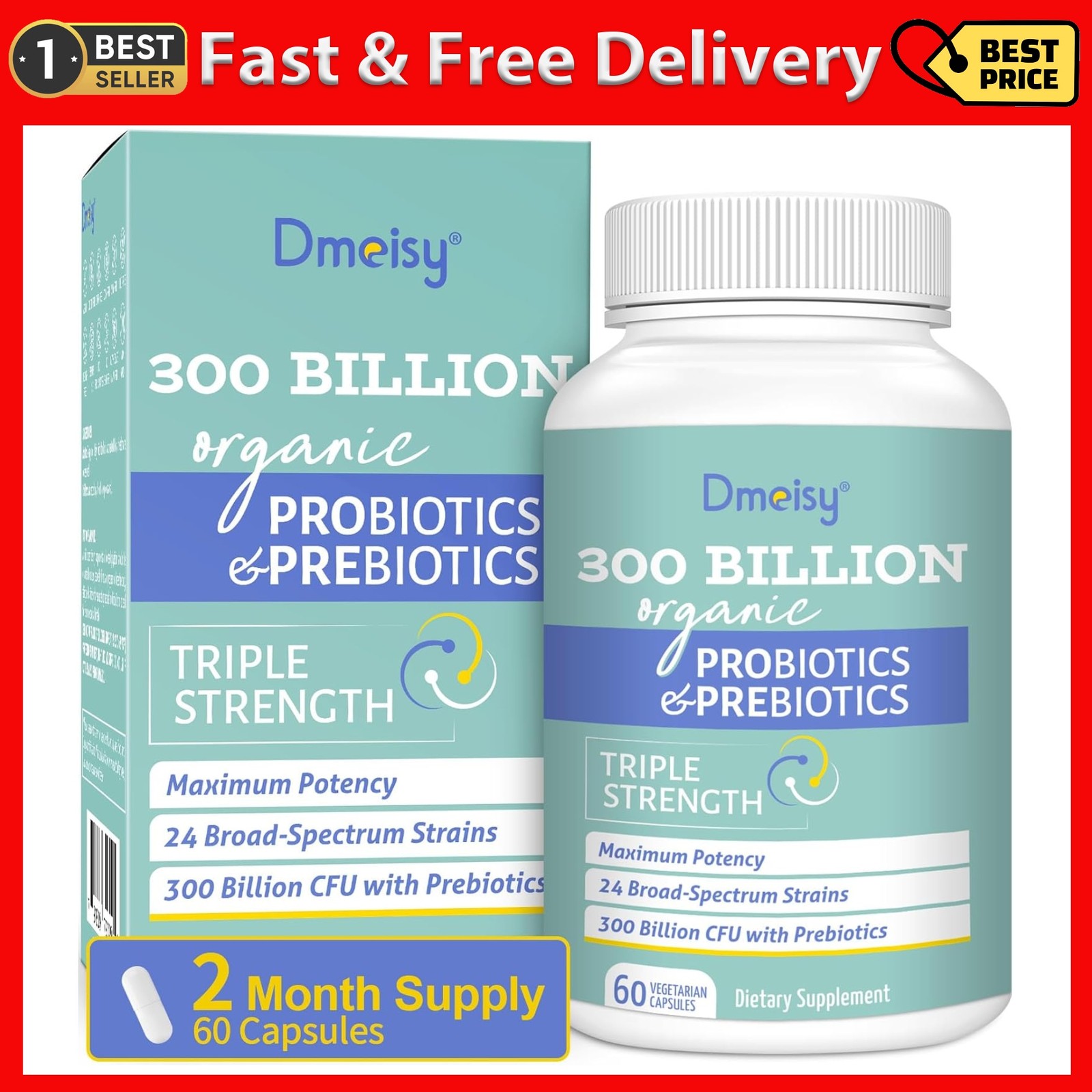 Probiotics for Women and Men 300 Billion CFU 24 Strains Probiotics with 15 Organ