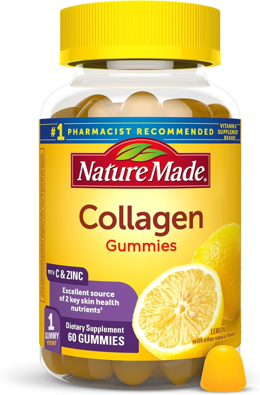 Collagen Gummies with Vitamin C Zinc Biotin 60 Ct for Healthy Skin 60 Days
