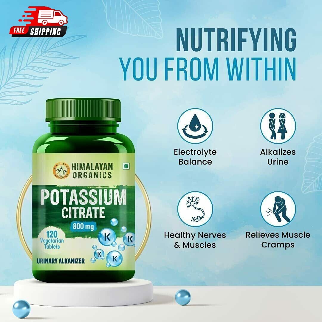 Himalayan Organics Potassium Citrate – 800 mg (120 Vegetarian Tablets)