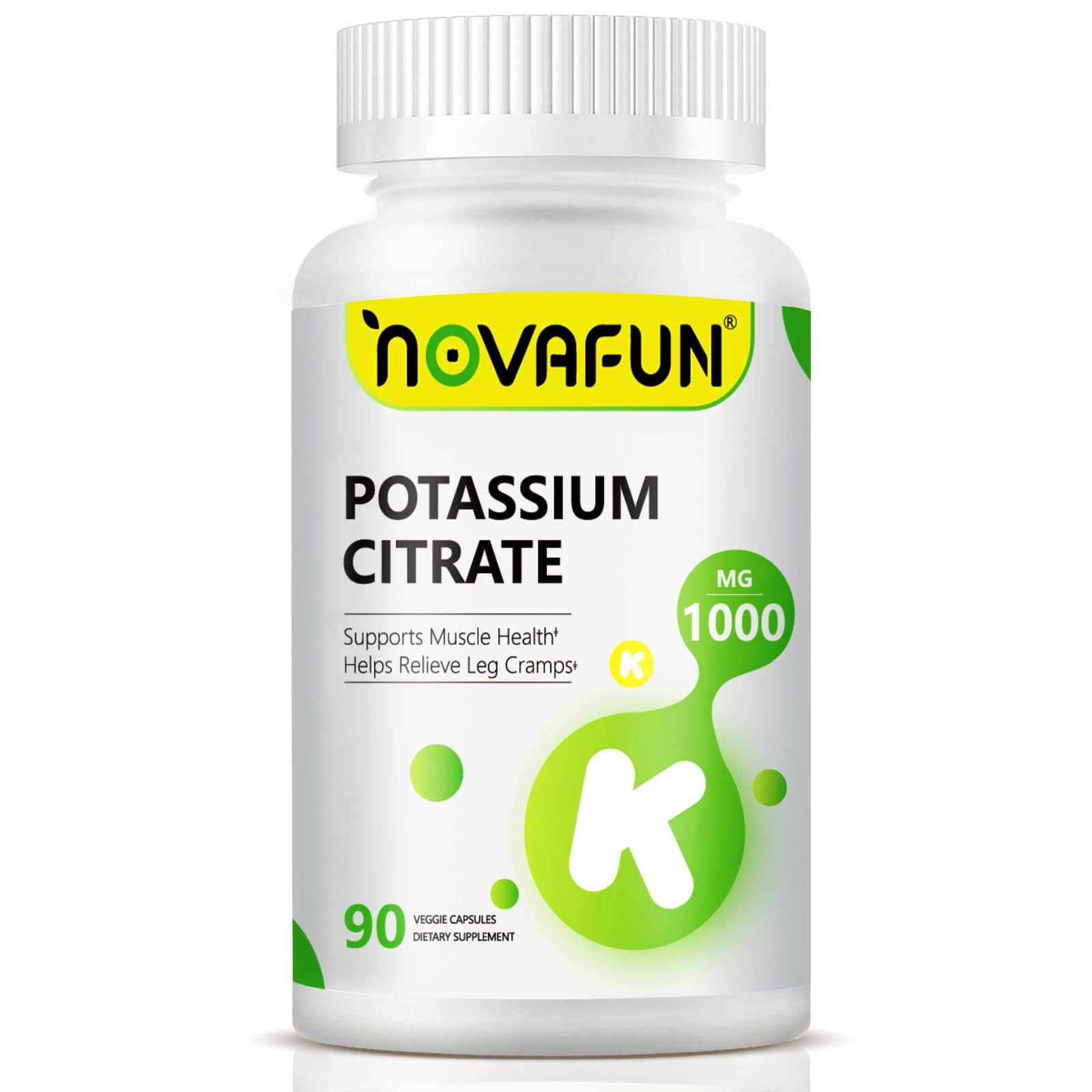 Potassium Citrate 1000mg, Potassium Supplement for Leg Cramps, Muscle & Heart…