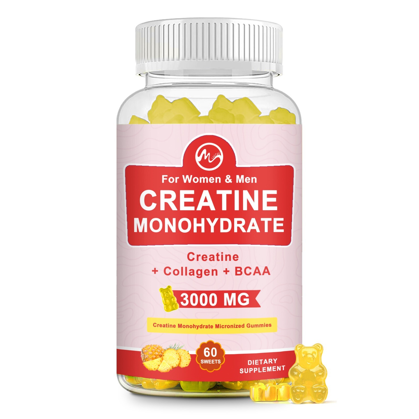 Creatine Monohydrate Gummies Supplement Bodybuilding Muscle Growth 60 Pills