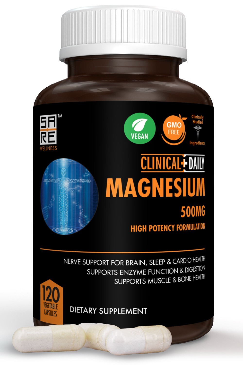 CLINICAL DAILY Pure Magnesium Citrate Capsules High Potency 500mg