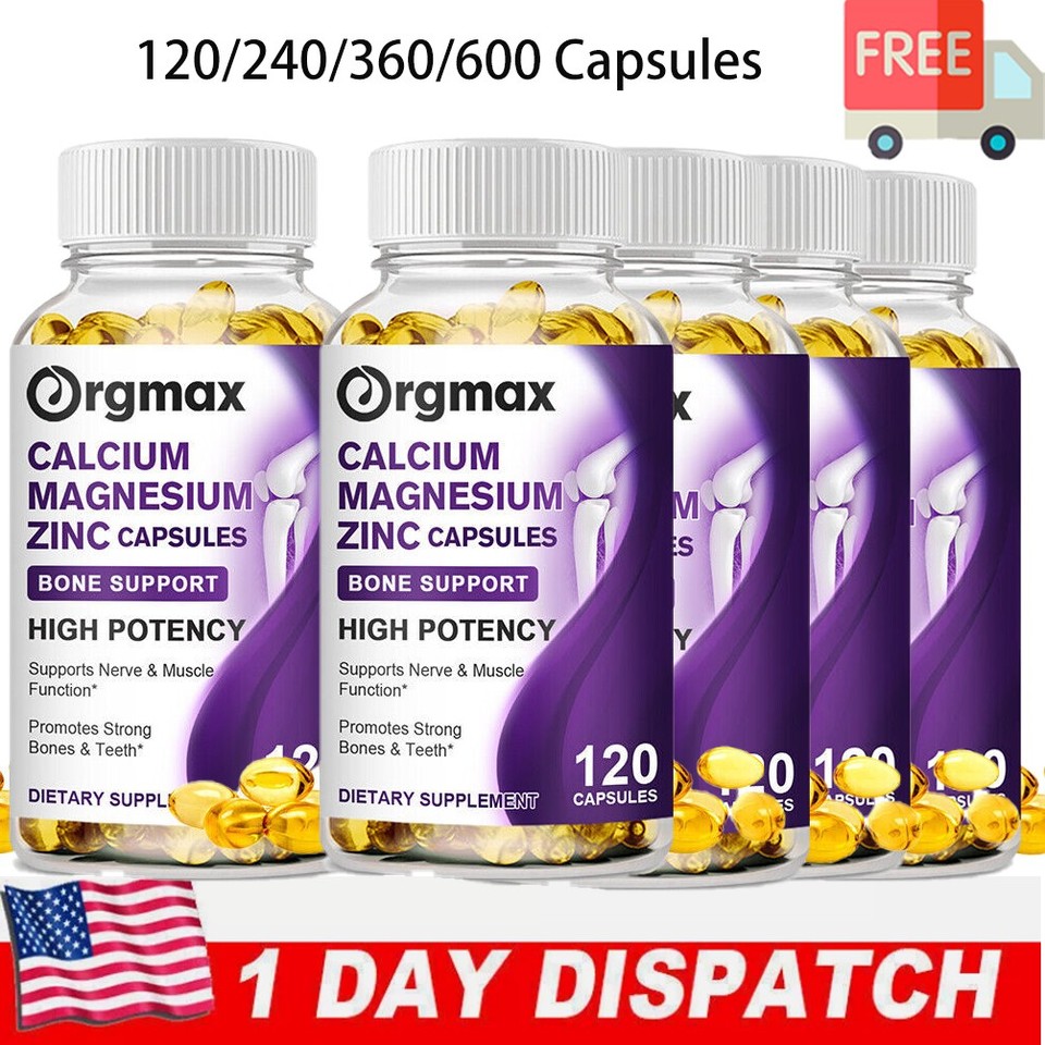Calcium Magnesium Zinc with Vitamin D3 Strong For Bone Health Muscle 1400mg