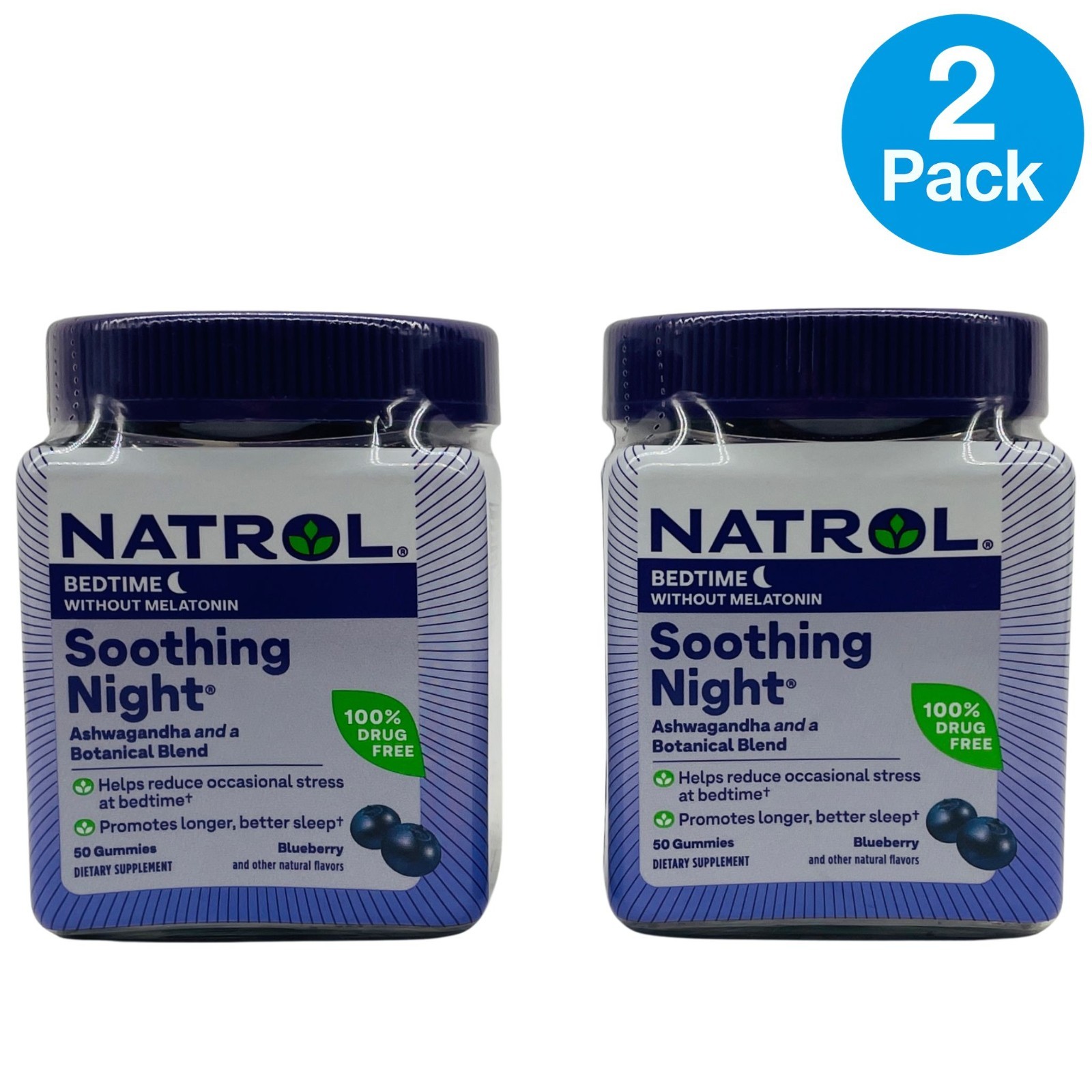 Natrol Soothing Night Gummies Blueberry 50 ct – 2 Pack – New