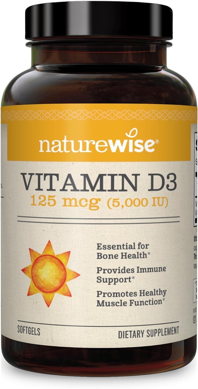 Naturewise Vitamin D3 5000 IU Softgels (125 mcg) – ( Mini Softgel ) – 360 Count