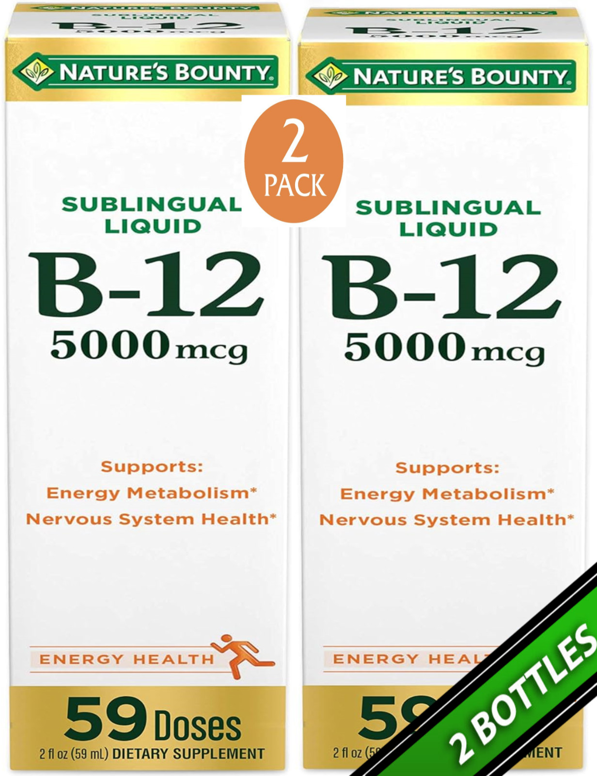 2 Pack Liquid B-12 118 Doses 5000 mcg B12 Energy Metabolism Expiry 01/2026 Fresh