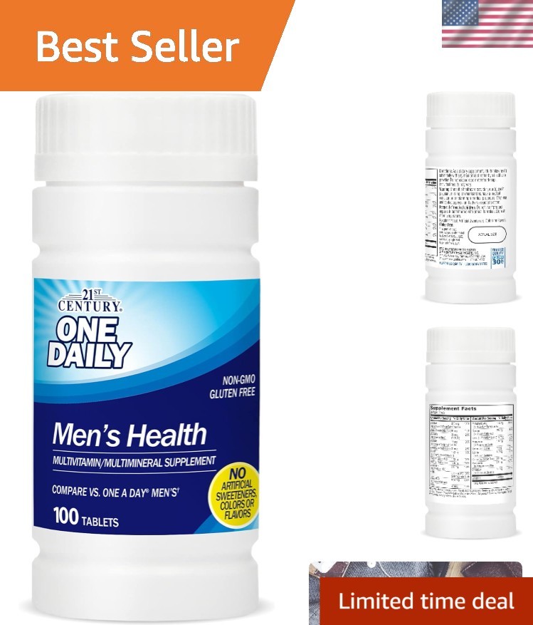 Unflavored 100 Count Men’s Health Supplement – Daily Multivitamin & Minerals