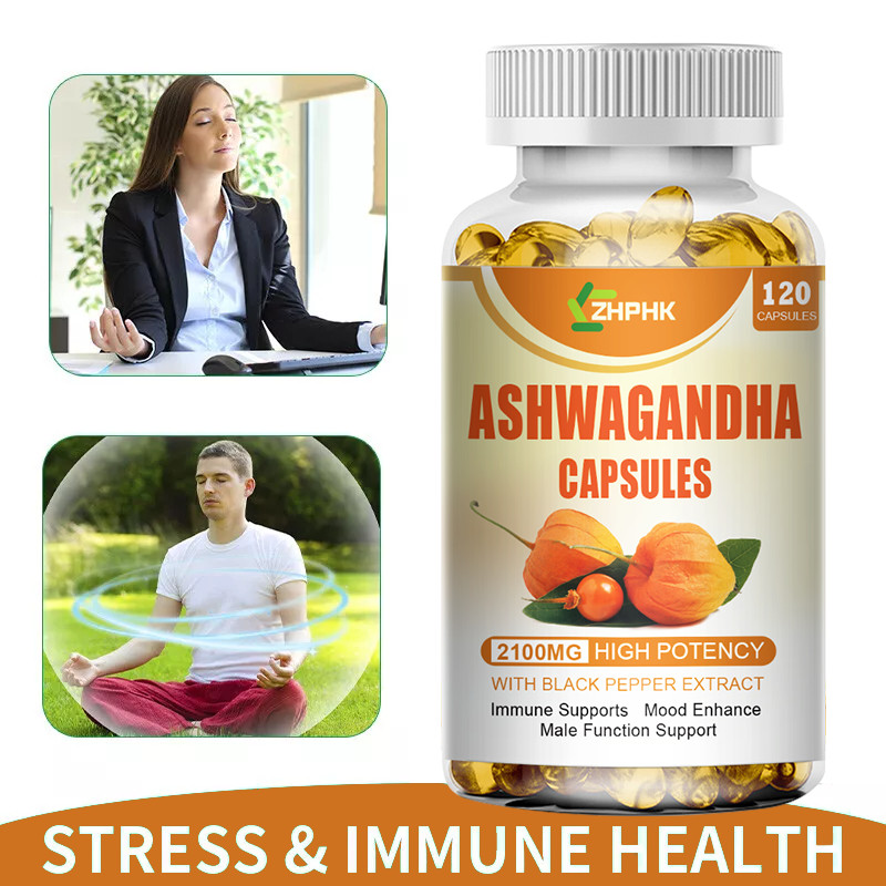 Organic Ashwagandha W/ Black Pepper Extract, Anti-Anxiety & Stress Relief 2100mg