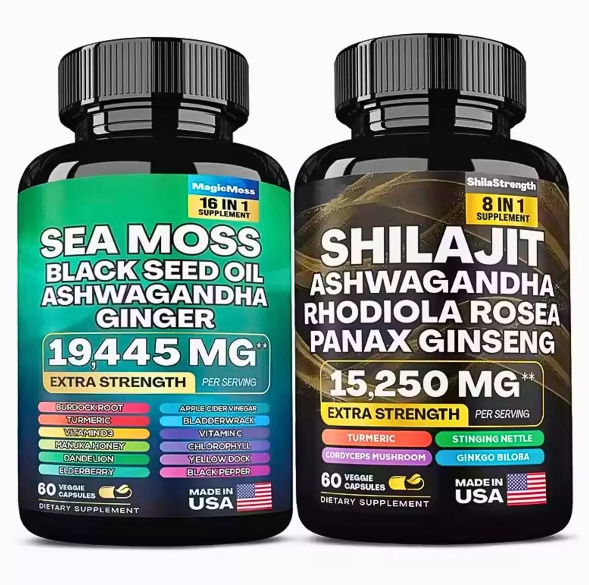 Sea Moss & Shilajit (Black Seed Oil, Turmeric, Ashwagandha, Ginger, Vitamin D)