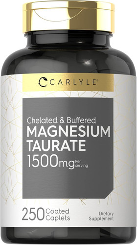 Carlyle Magnesium Taurate 1500mg | 250 Caplets | Chelated and Buffered |…
