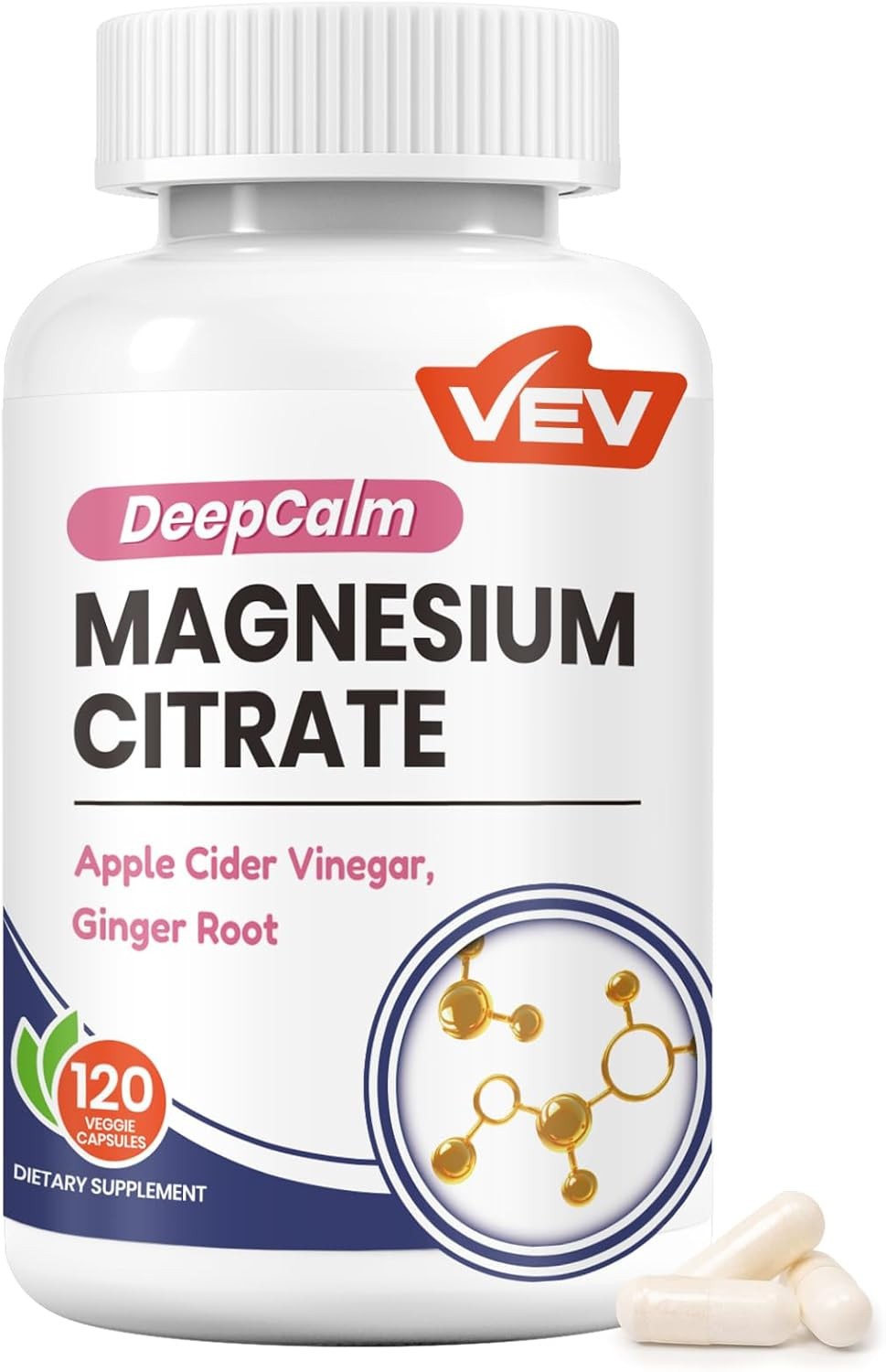 Magnesium Citrate Capsules Apple Cider Vinegar & Ginger Gentle Digestive Support