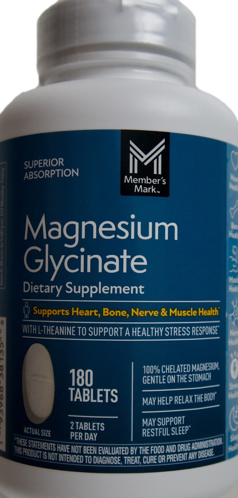 Member’s Mark Magnesium Glycinate with L-Theanine, 180 Tablets