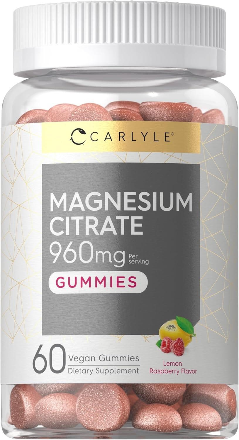 Magnesium Citrate 960 Mg Vitality Energy Lemon Raspberry Flavor, 60 Gummies