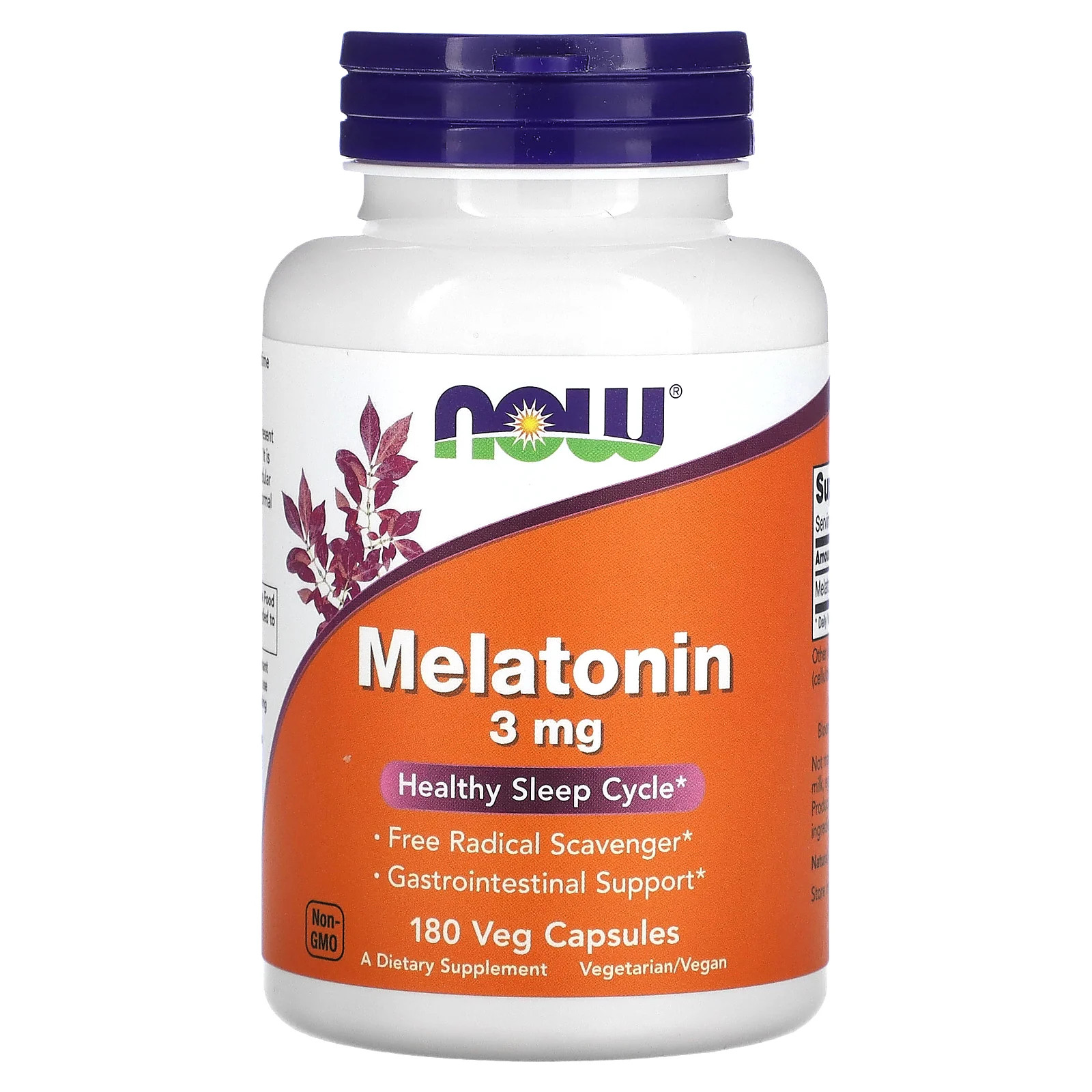 Now Foods Melatonin 3 mg 180 Capsules GMP Quality Assured