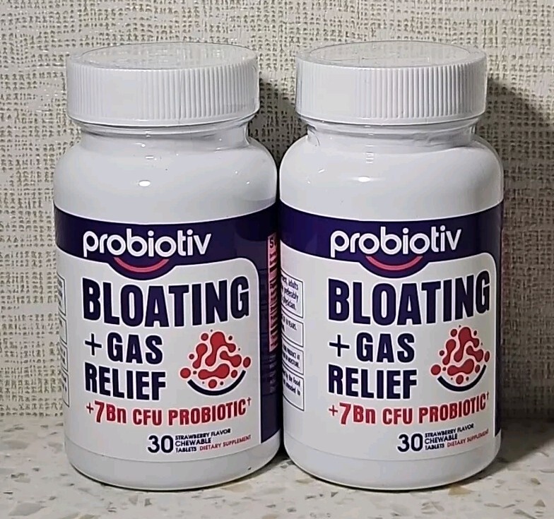 Lot Of 2 Probiotiv Bloating + Gas Relief Probiotics Digestive Support 04/2026