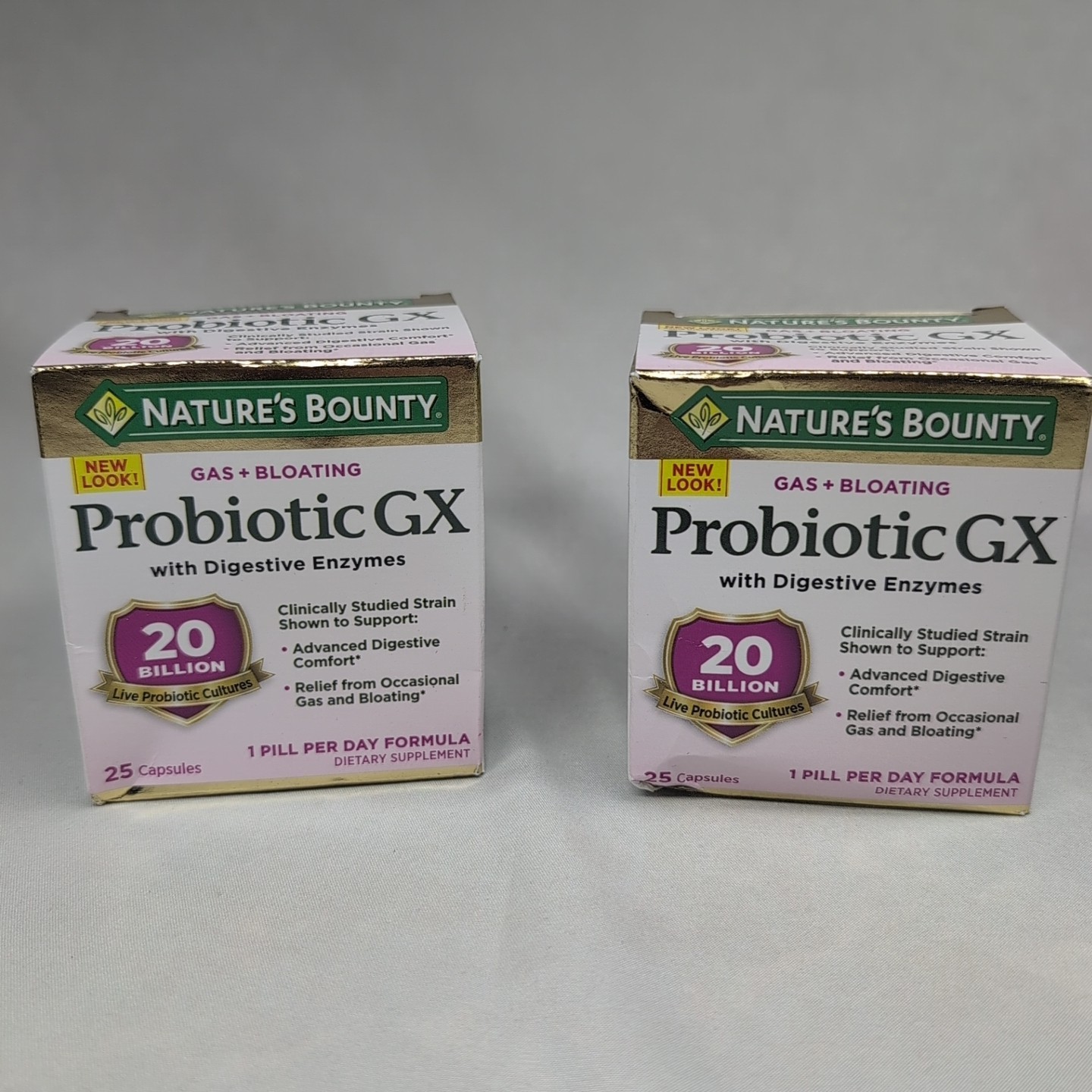 2 Nature’s Bounty Probiotic GX With Digestive Enzymes 25ct Exp 06/26