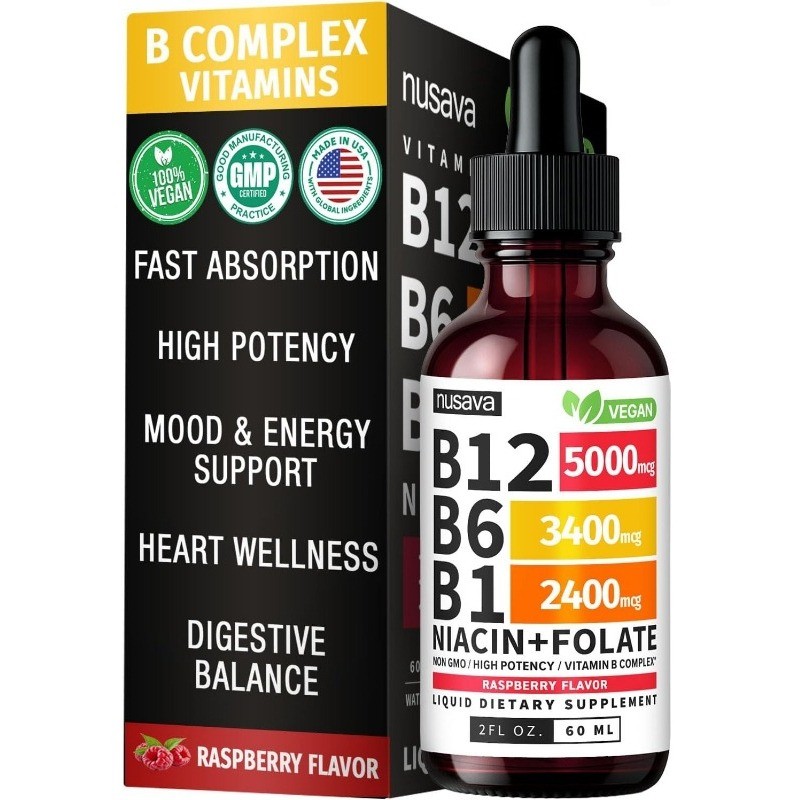 Vitamin B12 B6 Liquid Drops Methylcobalamin for Energy and Brain Support
