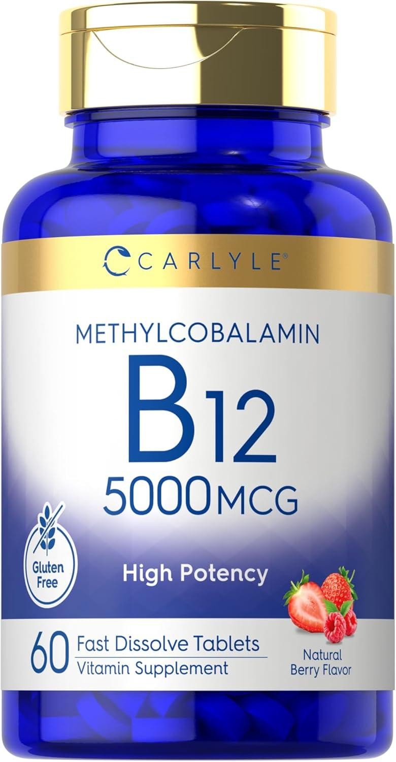 Vitamin B12 Methylcobalamin 5000 Mcg Berry Flavor Nerve Brain Heart, 60 Tablets