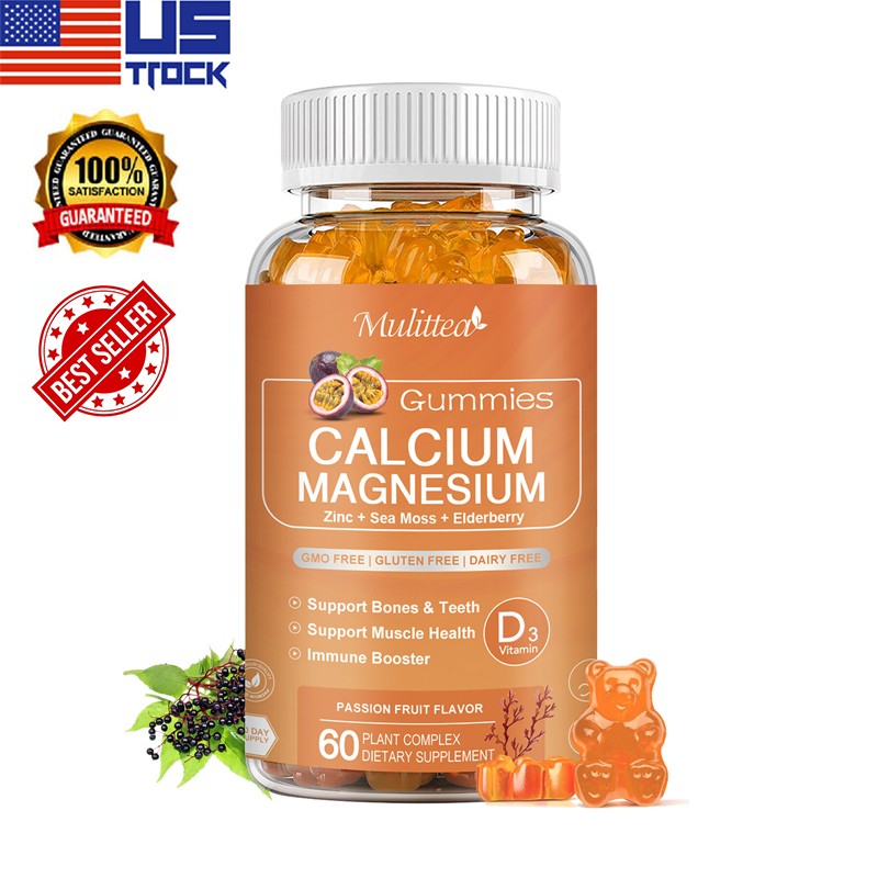 Calcium 60Gummies with D3,K2,Zinc Magnesium Supplement for Bone Immune Support