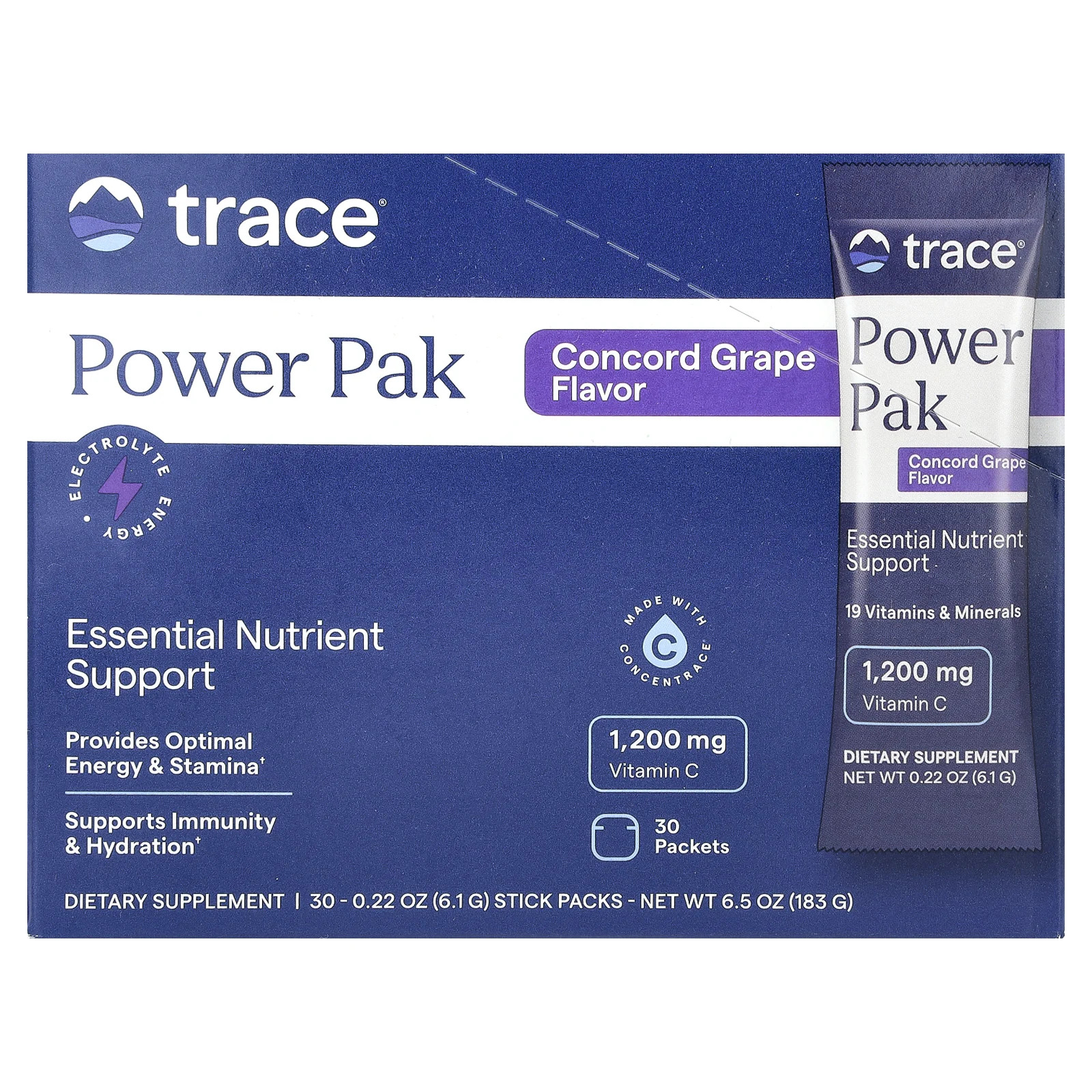 Power Pak, Concord Grape, 30 Stick Packs, 0.22 oz (6.1 g) Each