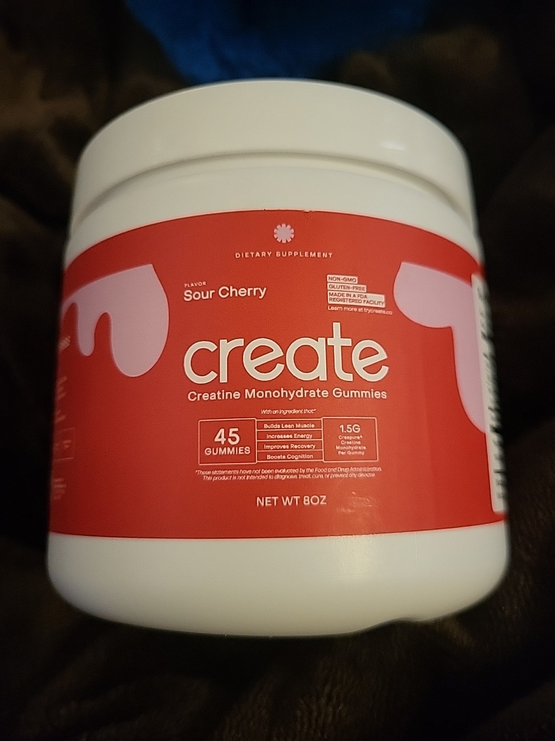Creatine Monohydrate Gummies – Sour Cherry – 45 Gummies (15 Servings)