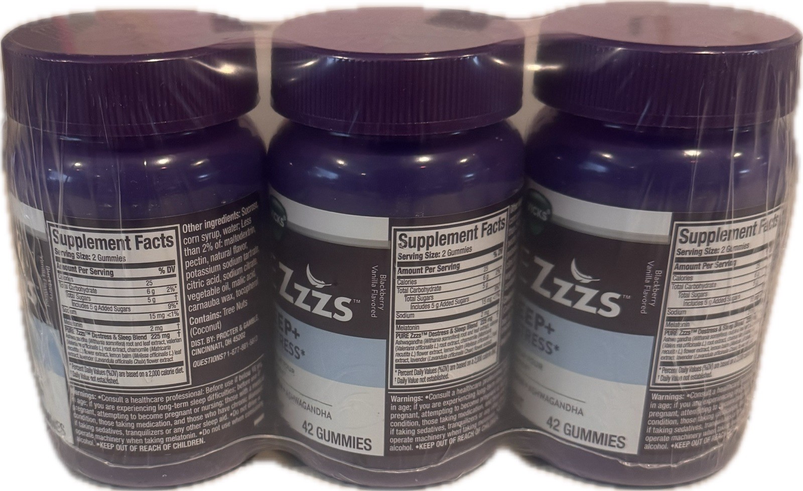 3 Pack- Exp 11-26 ZZZQuil Pure Zzzs Melatonin Destress & Sleep Gummies 42ct X  3