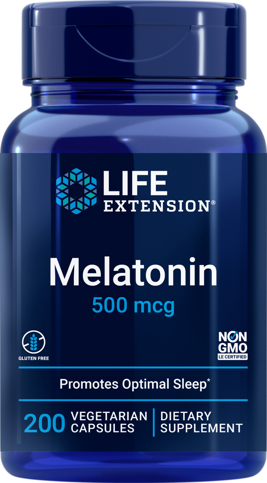 Life Extension Melatonin 500 mcg Optimal Sleep Support 200 Vegetarian Capsules