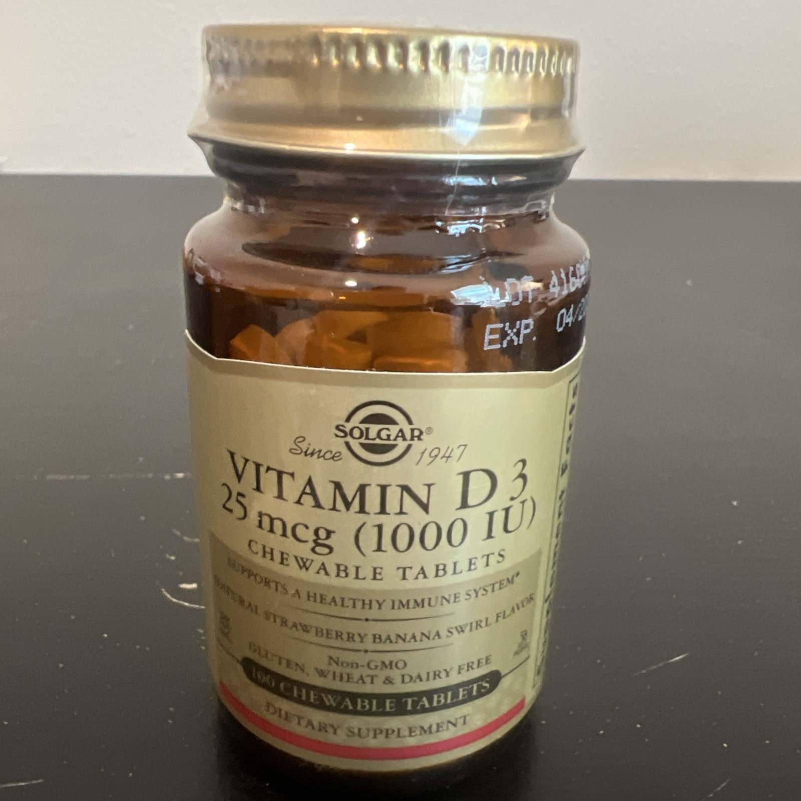 Vitamin D3, Natural Strawberry Banana Swirl, 25 mcg (1,000 IU), 100 Chewable