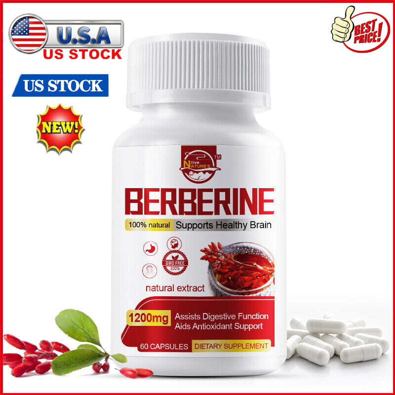 Premium Berberine HCL Extract 1200mg, Blood Sugar Support, Healthy Cholesterol