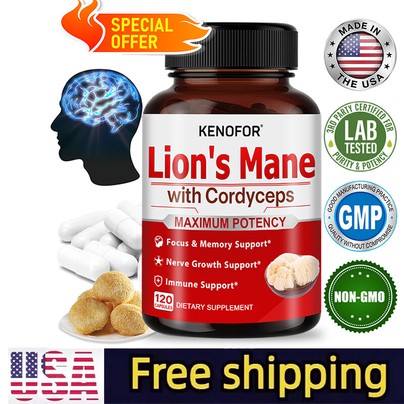 Lion’s Mane Ashwagandha and Cordyceps – Focus and Memory Nerve Support 120 Caps