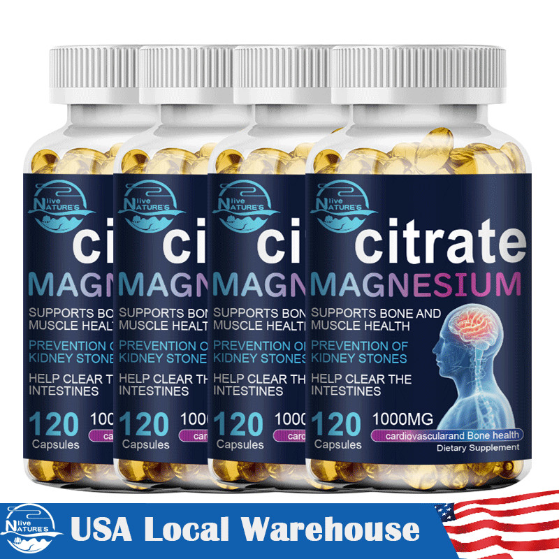 Magnesium Citrate Capsules 1000mg – High Potency – 60 Servings- Daily Supplement