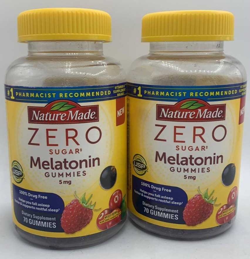 2PK Nature Made Zero Melatonin 5 MG ~ 70 Gummies Each ~ EXP 5/26 ~ FAST SHIP