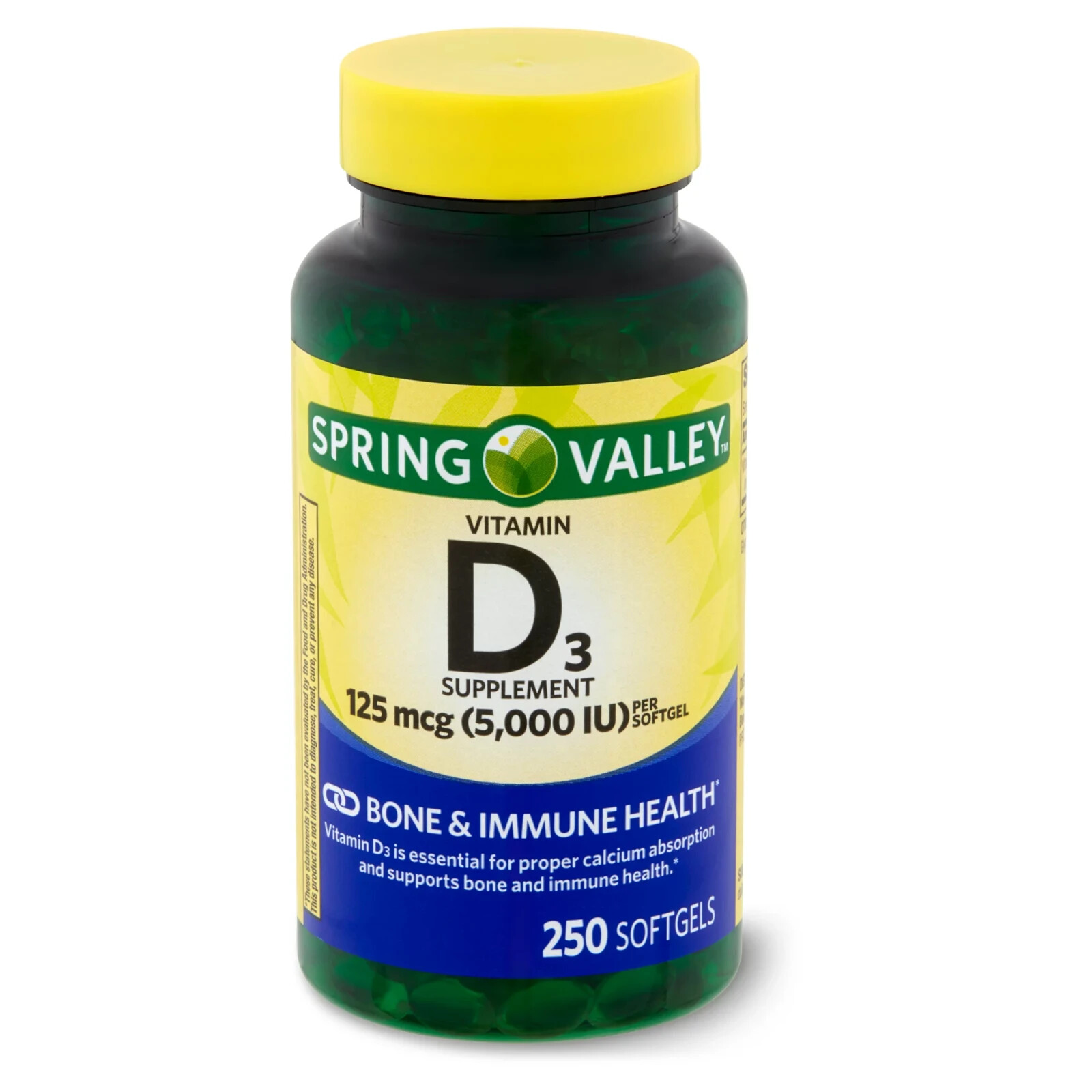 Spring Valley Vitamin D3 Supplement Softgels – 5000iu (250 Count) Always Fresh