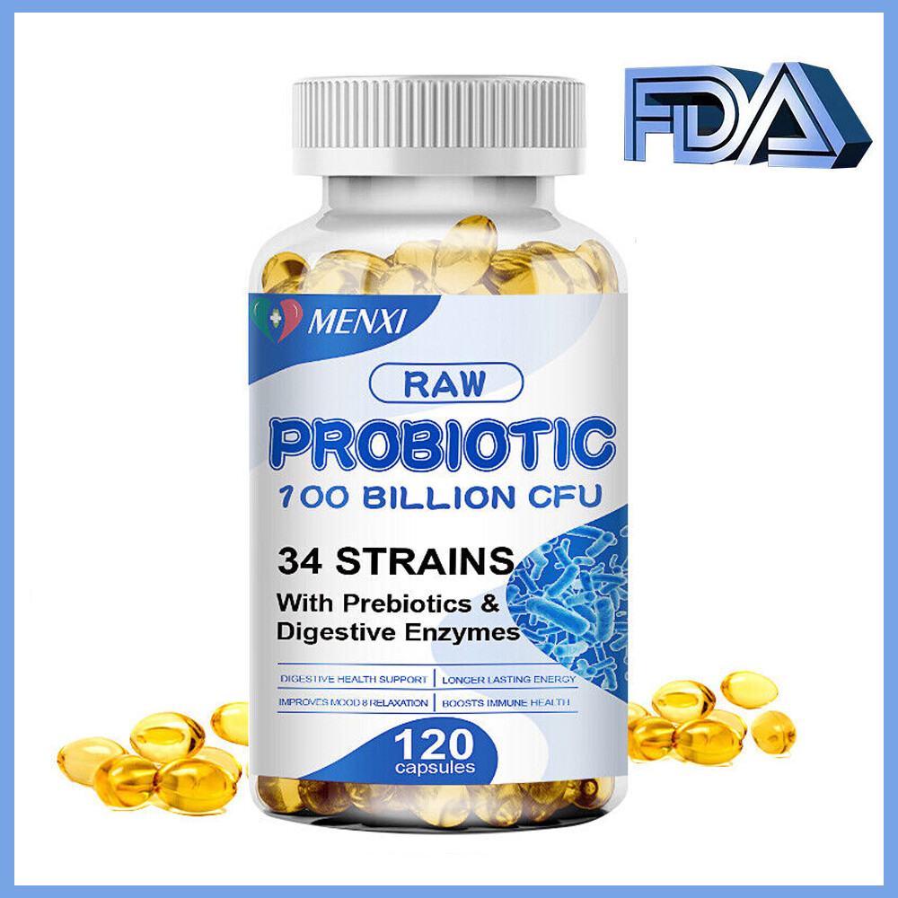 Raw Probiotics 100 Billion CFU Potency Digestive Immune Health 120 Capsules US