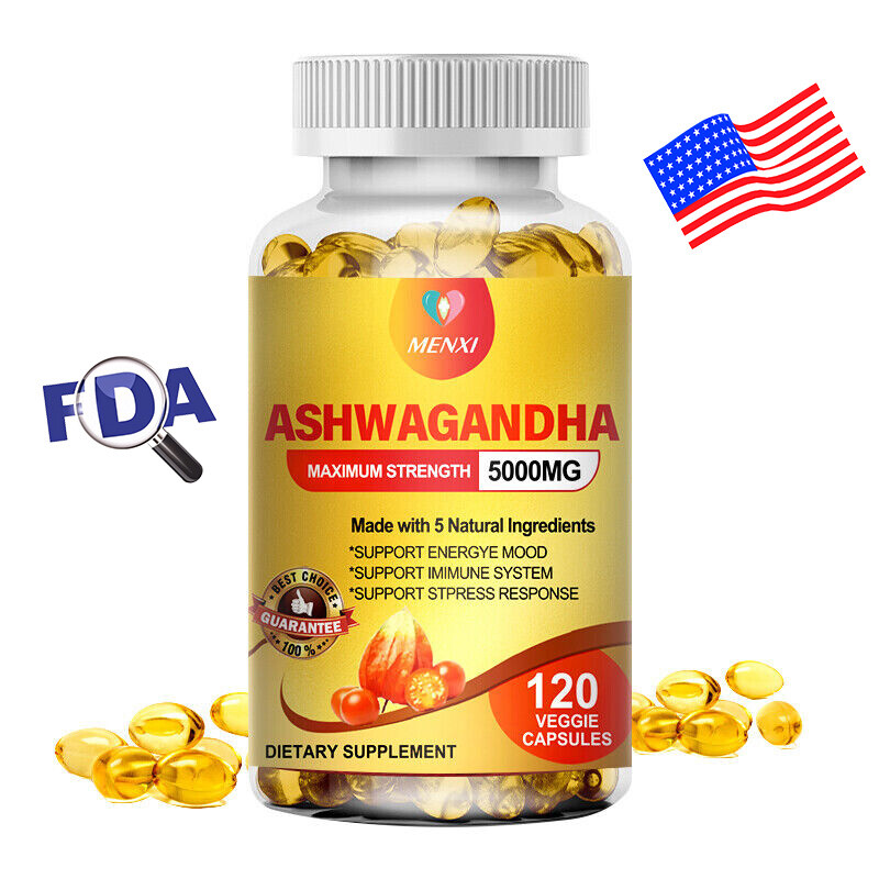 Ashwagandha Capsules – Stress Relief & Energy Boost with Cortisol Support 120PCS