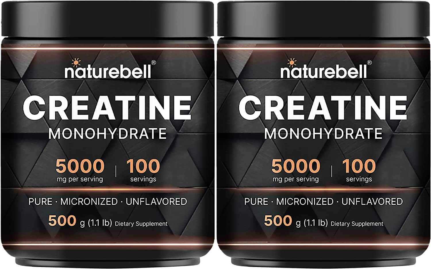 NatureBell 2 Pack Creatine Monohydrate Powder 500g Micronized Unflavored