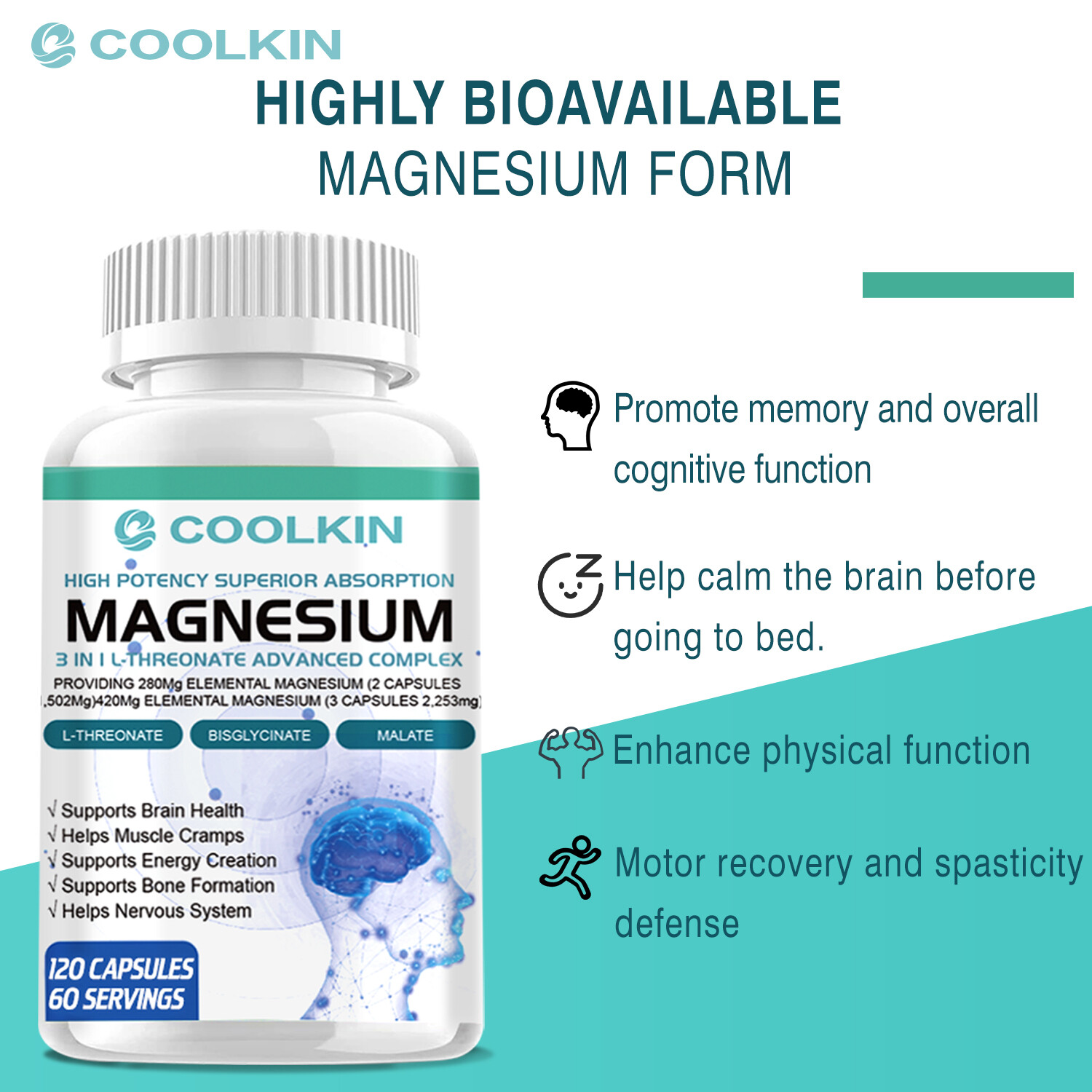 Magnesium Capsules – Magnesium L-Threonate, Malate, Bisglycinate Chelate