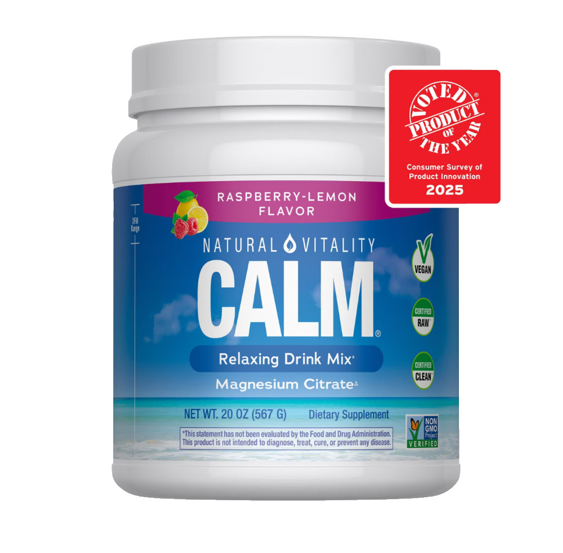 Natural Vitality Calm Magnesium Raspberry Lemon Mix 20oz 142 Servings Exp 03/27