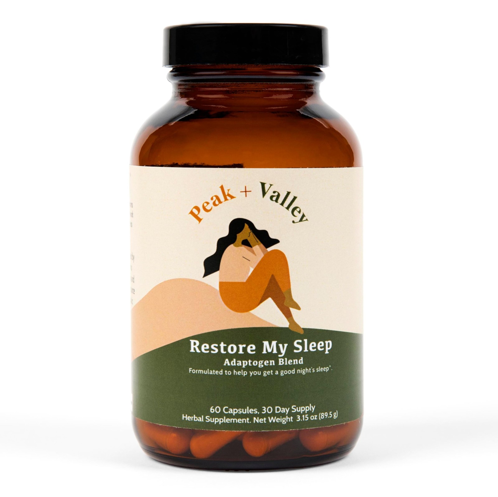 Peak + Valley Natural Sleep Aid for Adults – 60 Capsules for Deep Sleep – 3 mg