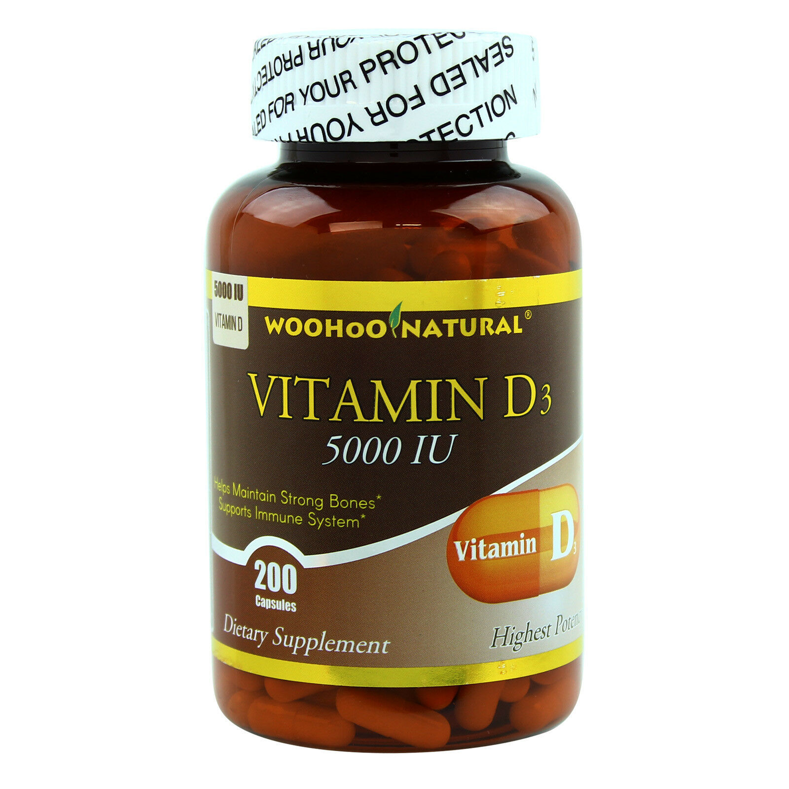 Maximum Strength Vitamin D D-3 5000 IU 200 Caps High Potency