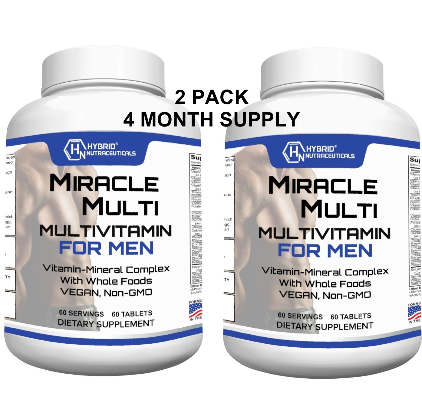 Multivitamin for Men, Daily Mens MultiVitamins with Probiotics Non-GMO, 2 Pack