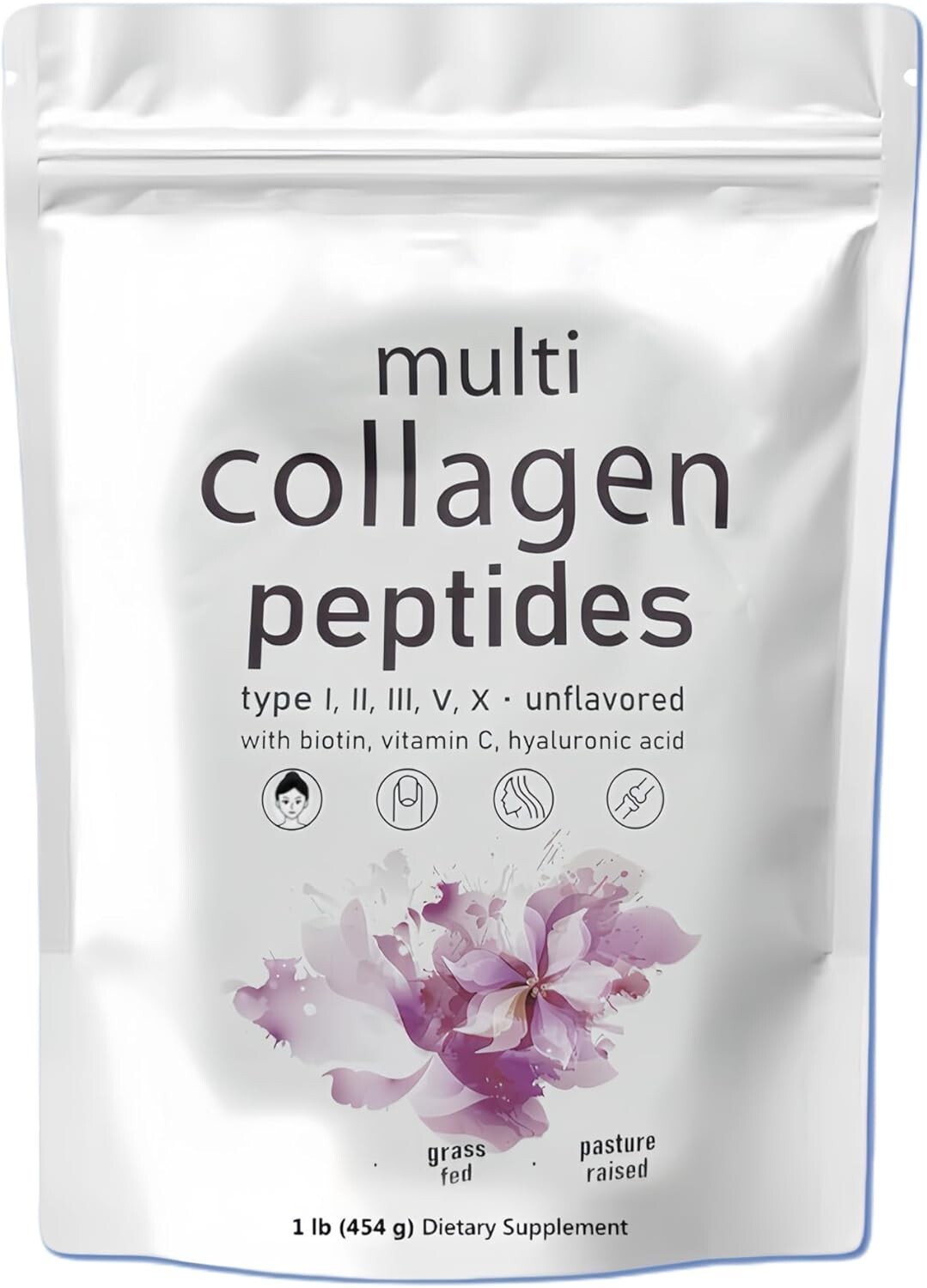Multi Collagen Peptides Powder 1 lb Hydrolyzed Protein Peptide Type I,II,III,V,X