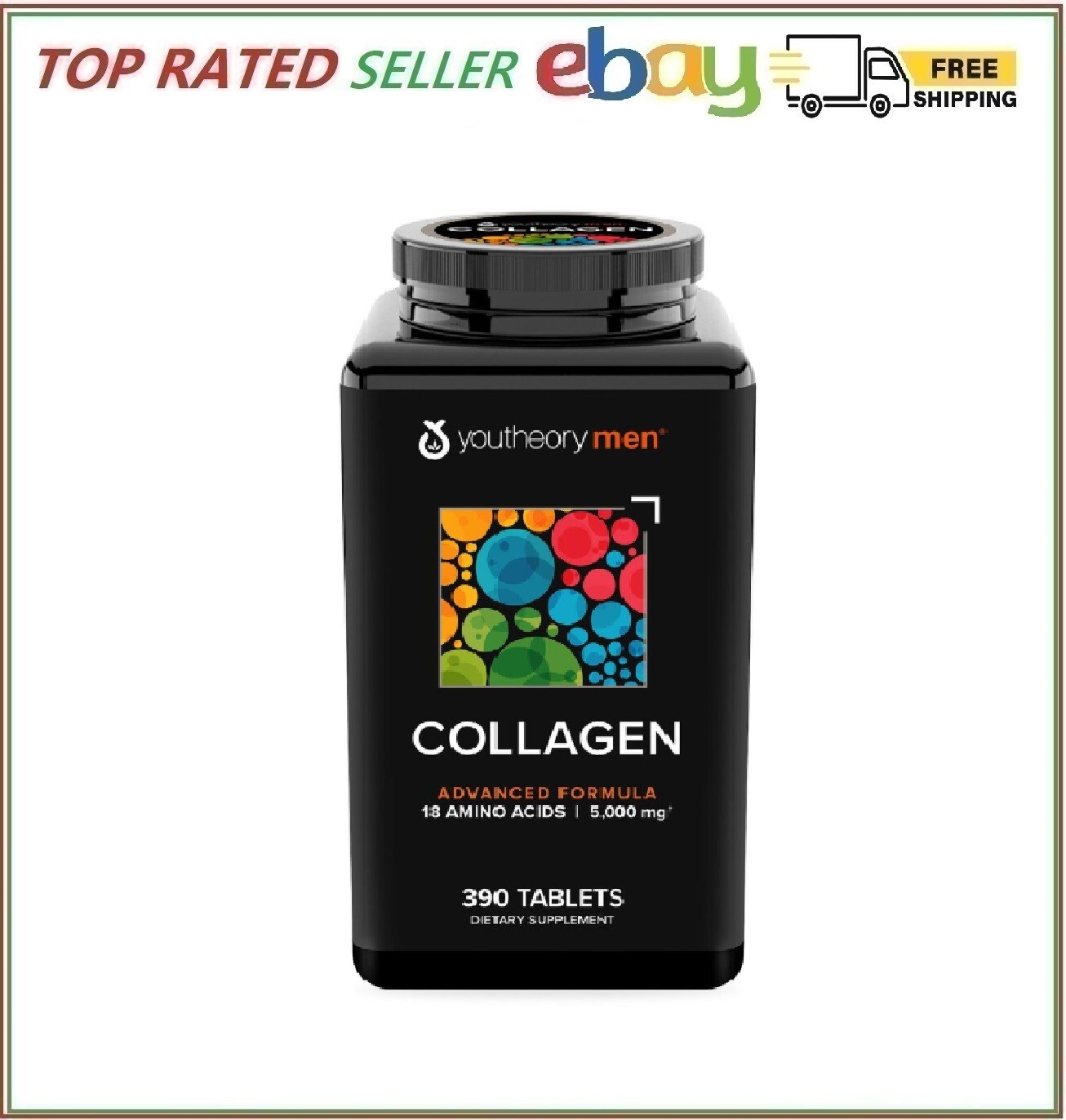 youtheory Mens Collagen Advanced Formula, 390 Tablets ~ Free Shipping